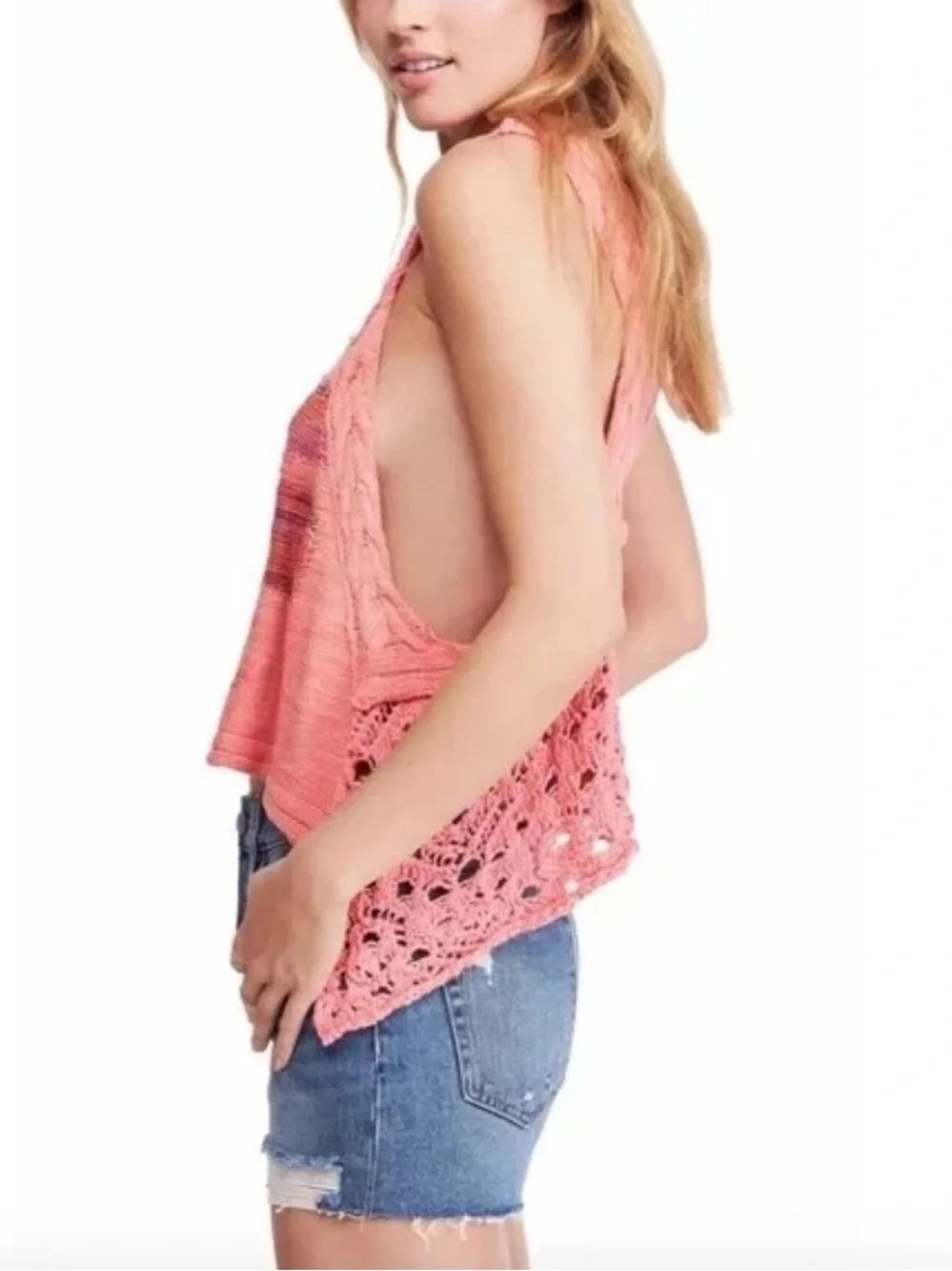 Free People Luau Crochet Knit Tank Top